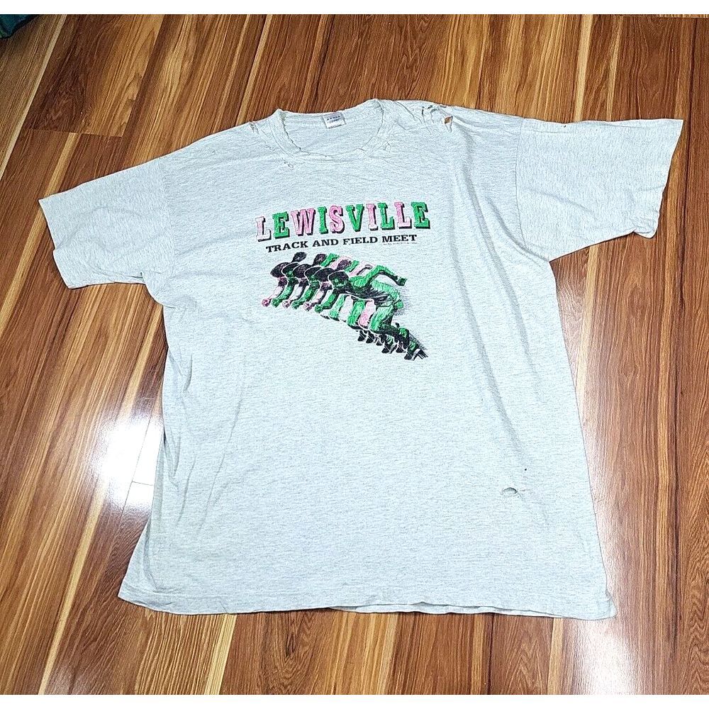 Vintage Distressed Single Stitch Shirt XXL Fruit of the Loom Heather Gray Tee